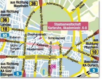 Grafik: Lagekarte Karlsruhe Innenstadt